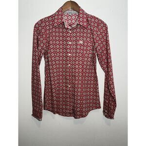 Cinch Women's Button Down Red With Gray Size Small